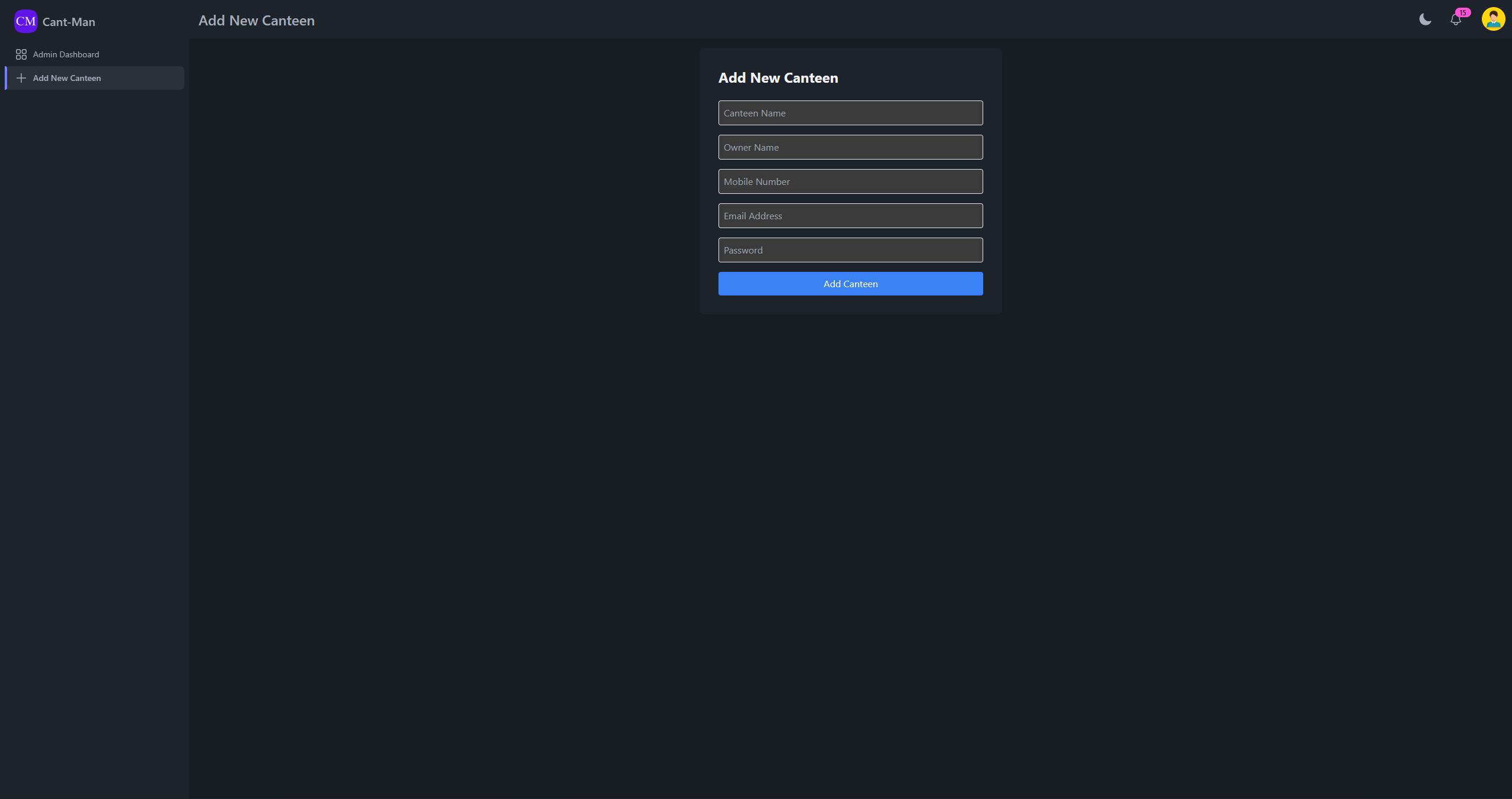 Cant-Man - Canteen Management System Screenshot 4