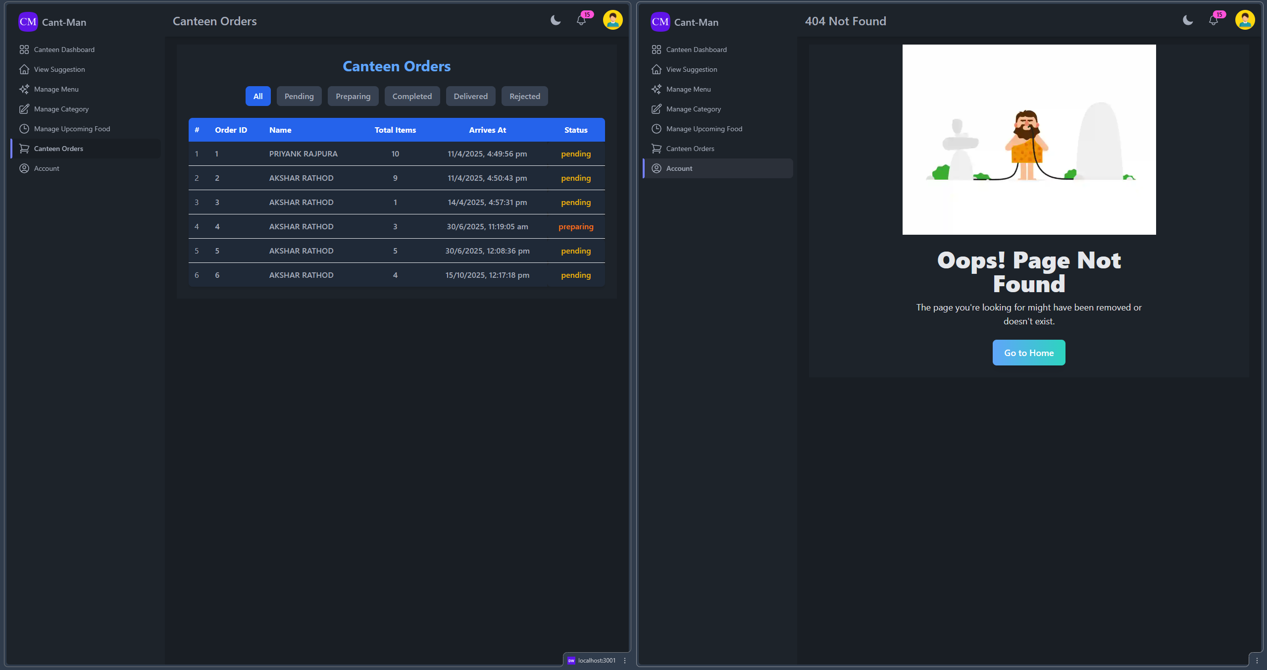 Cant-Man - Canteen Management System Screenshot 8