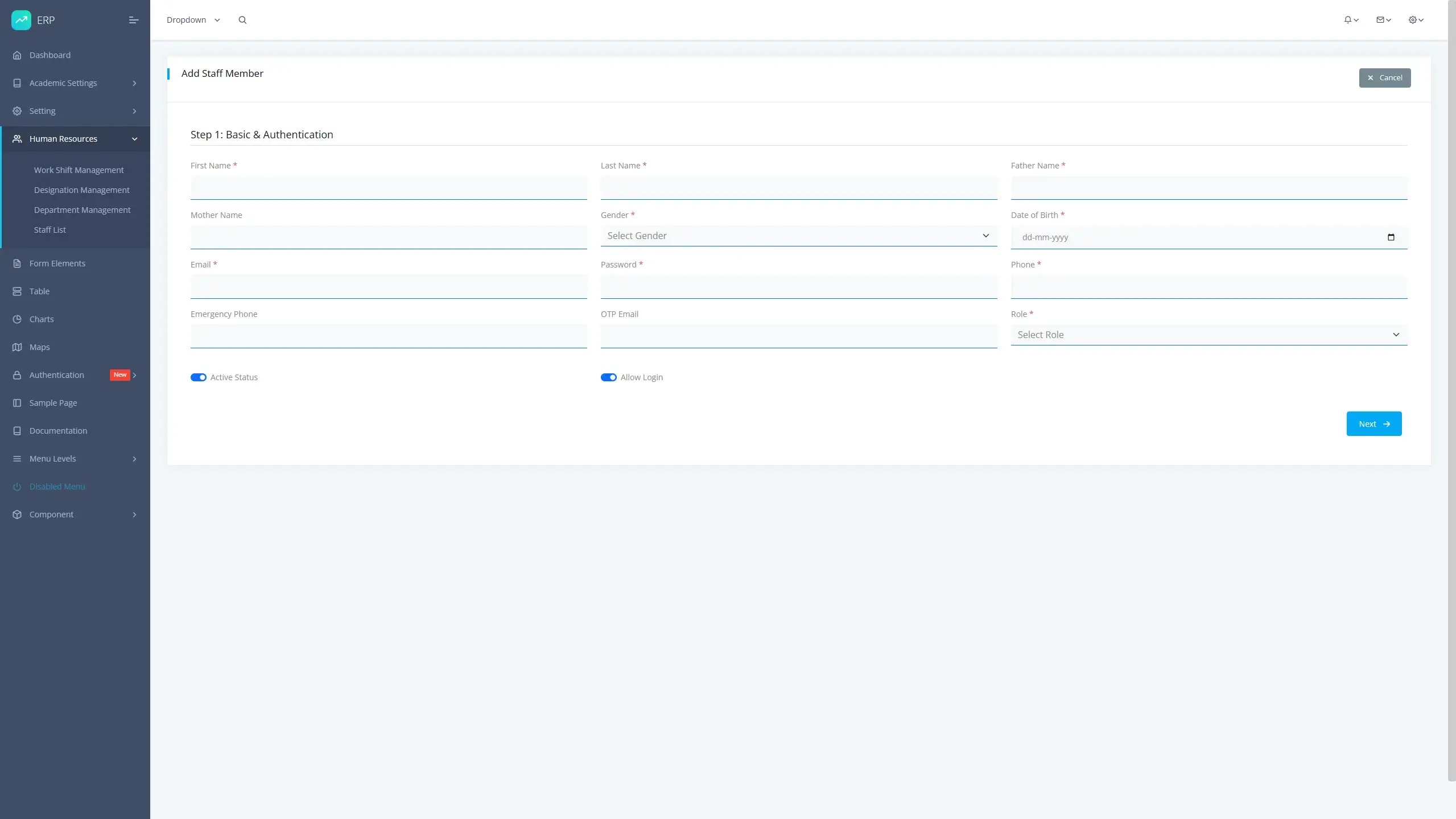 ERP Web Application – University Management System Screenshot 10