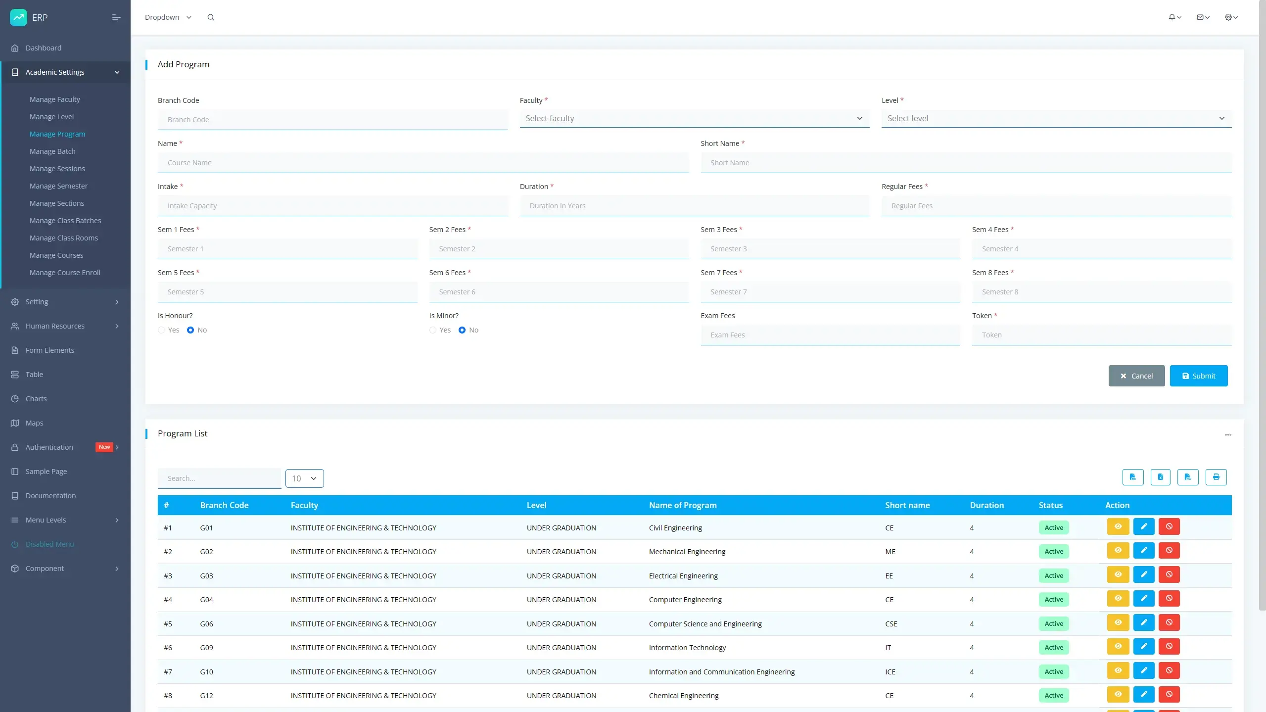 ERP Web Application – University Management System Screenshot 3
