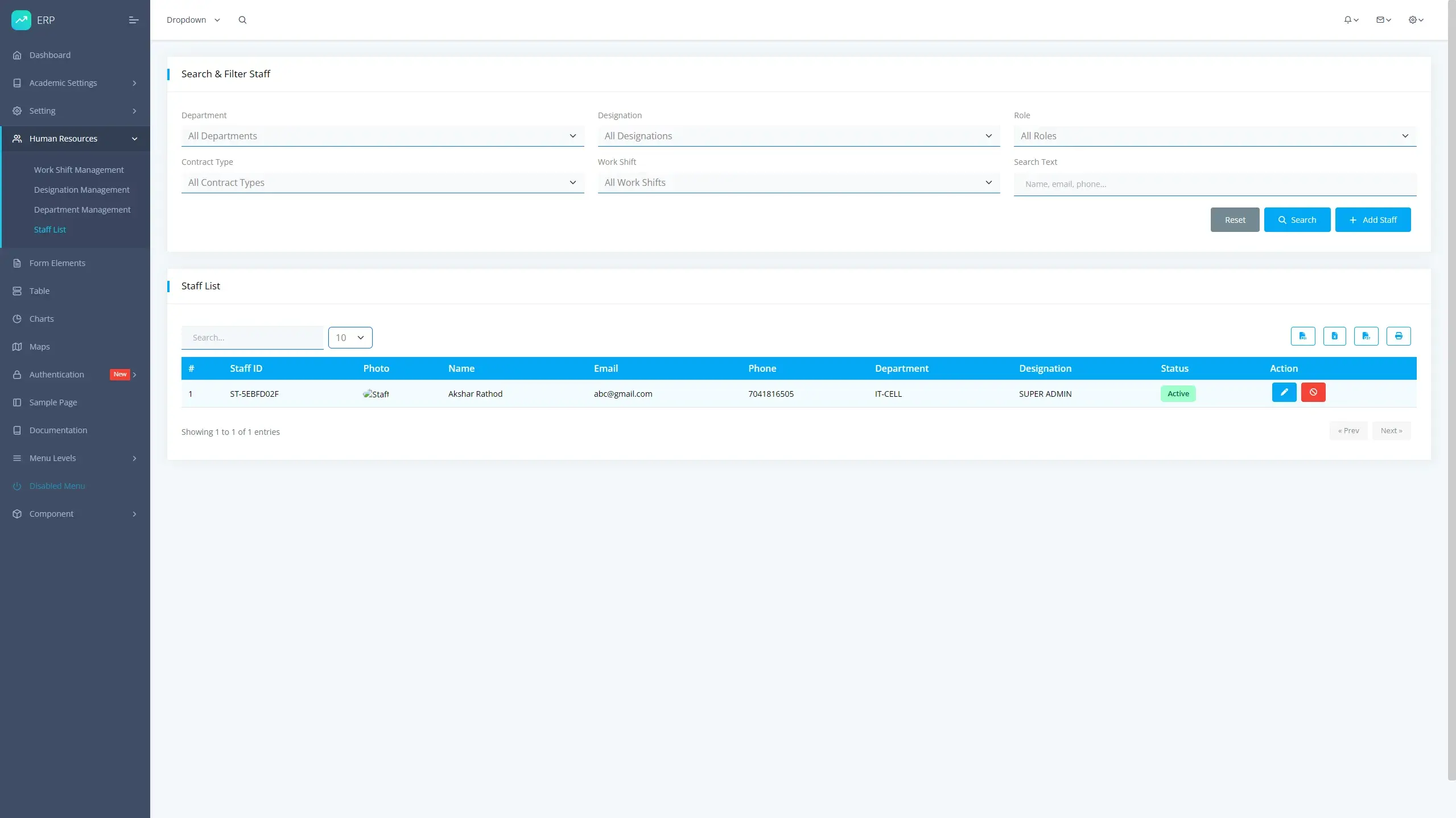 ERP Web Application – University Management System Screenshot 4