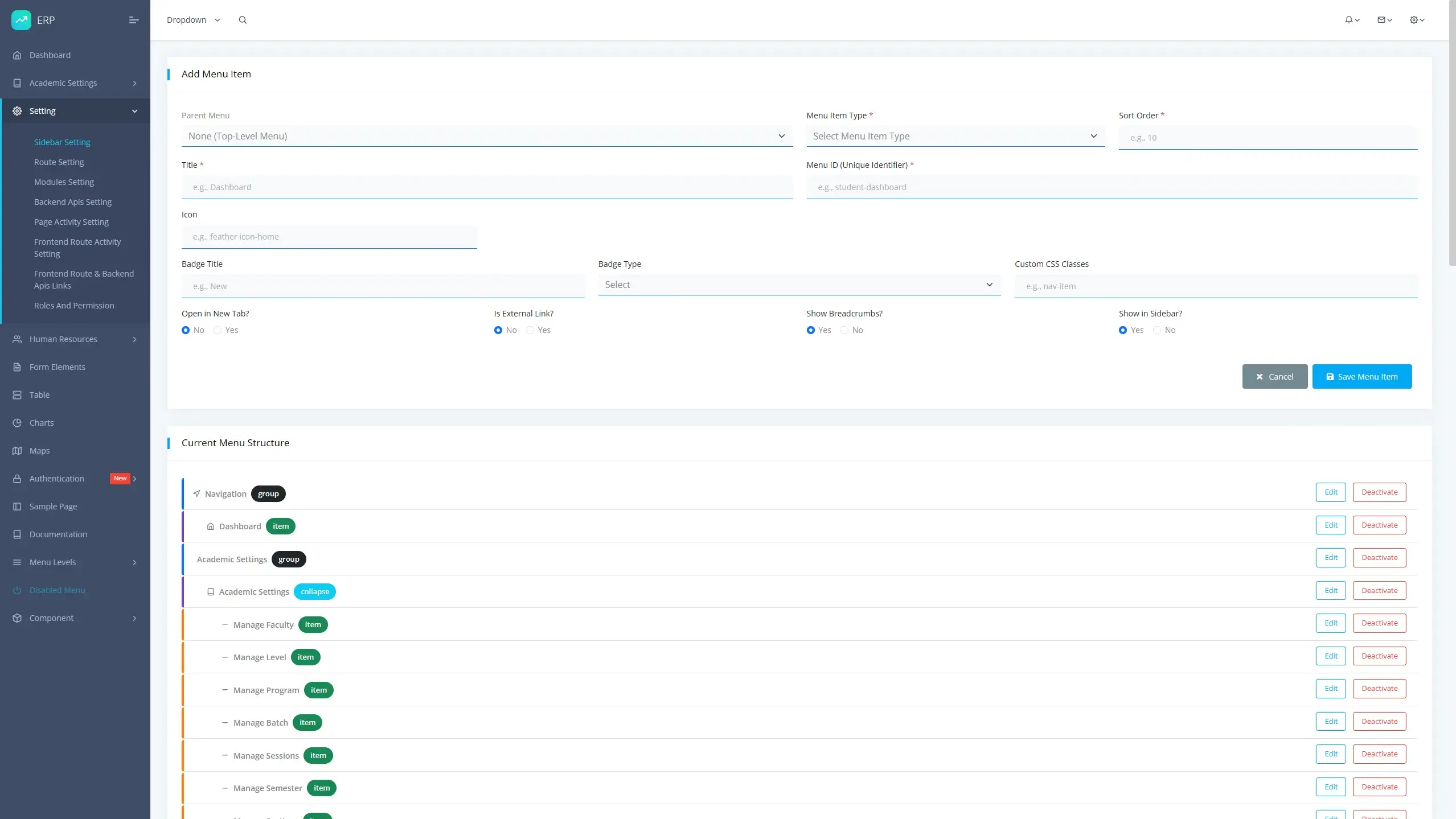 ERP Web Application – University Management System Screenshot 5