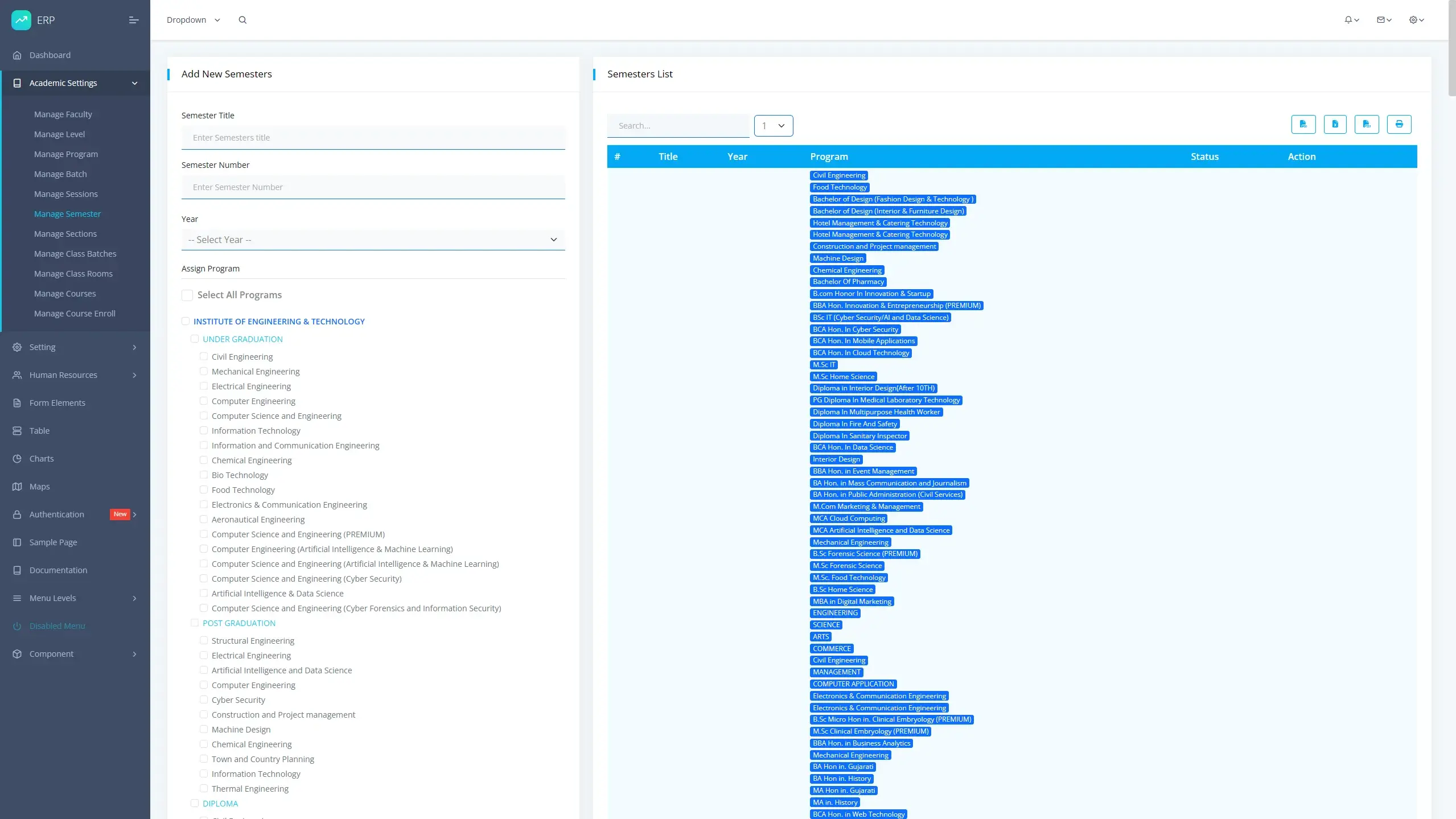 ERP Web Application – University Management System Screenshot 8