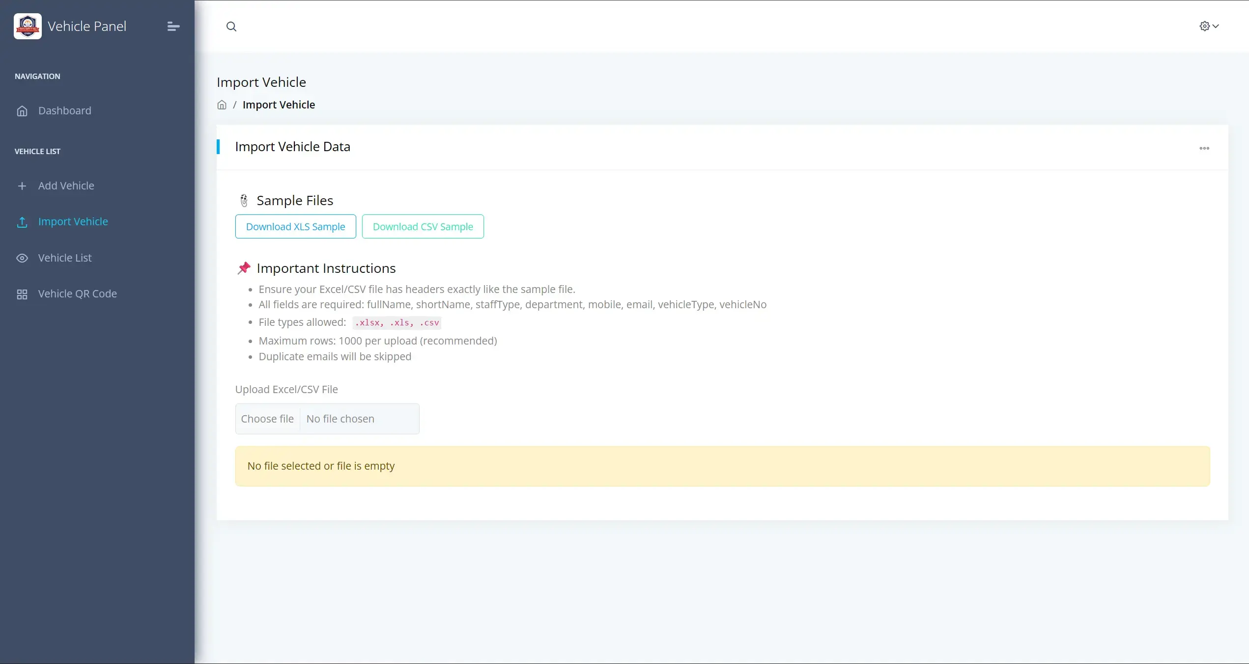 GMIU Vehicle Management System Screenshot 4