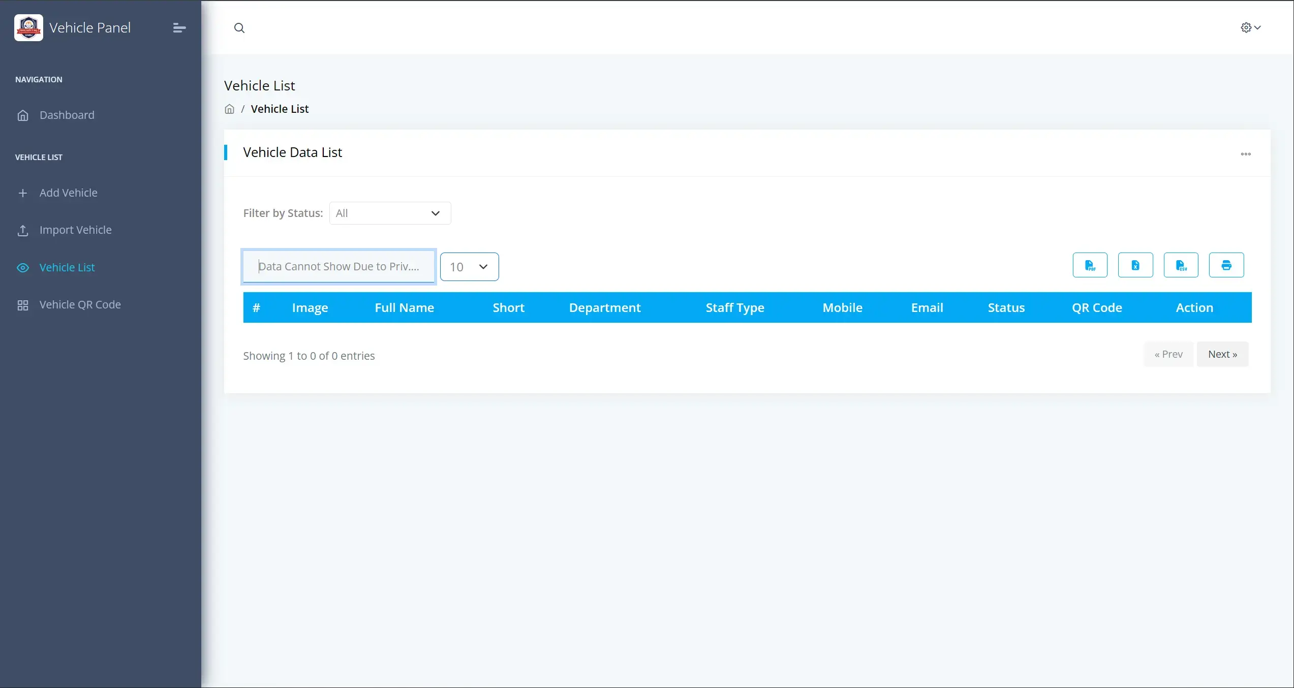 GMIU Vehicle Management System Screenshot 5