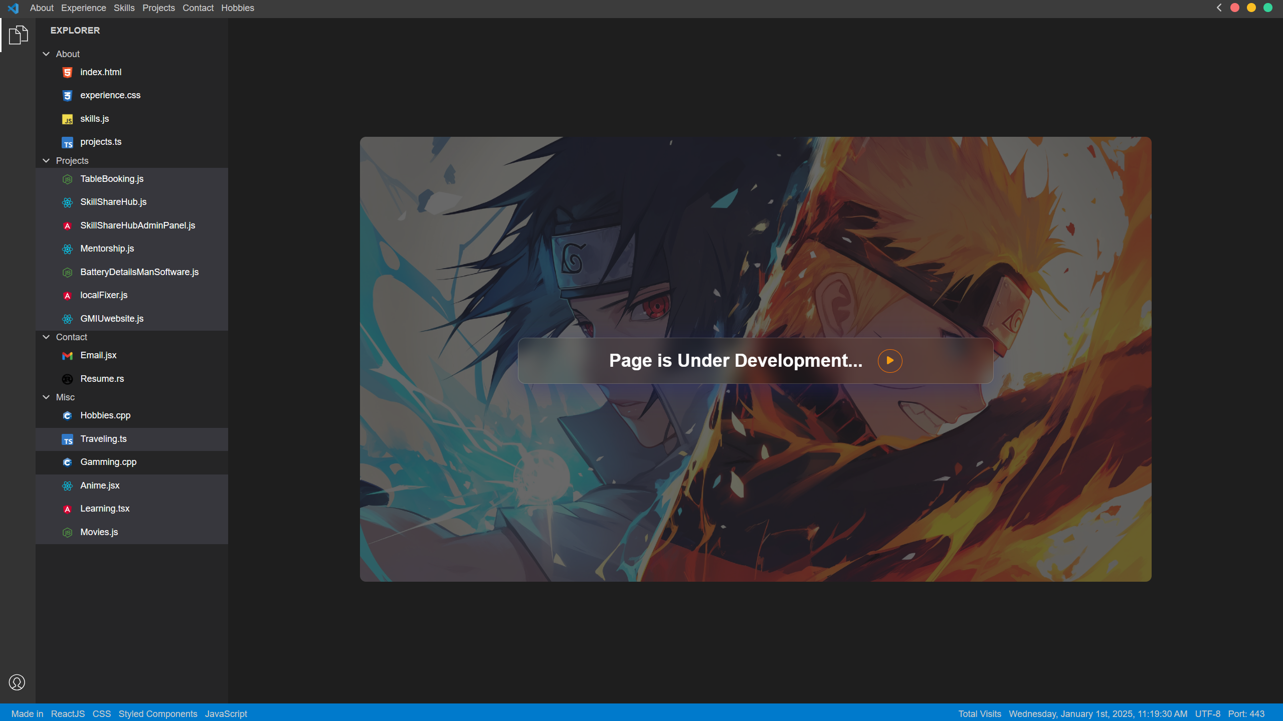 VS Code Theme Portfolio Screenshot 6