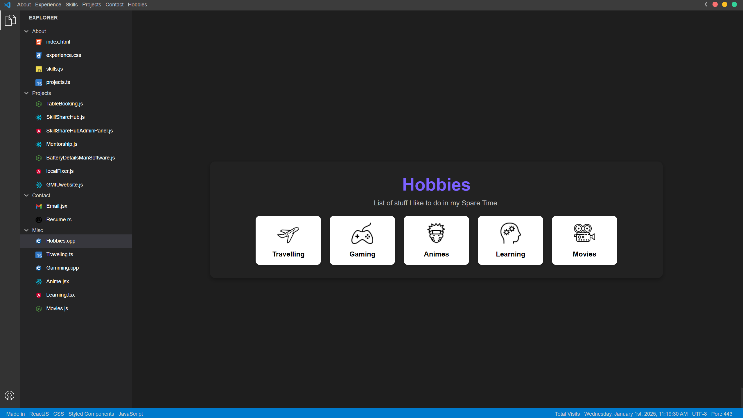 VS Code Theme Portfolio Screenshot 8